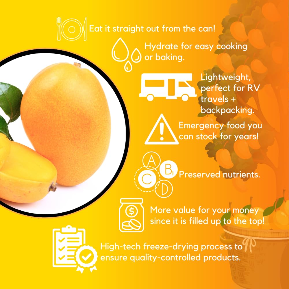 Ready Harvest Freeze-Dried Sweet Mango Chunks (30-Year Shelf Life)