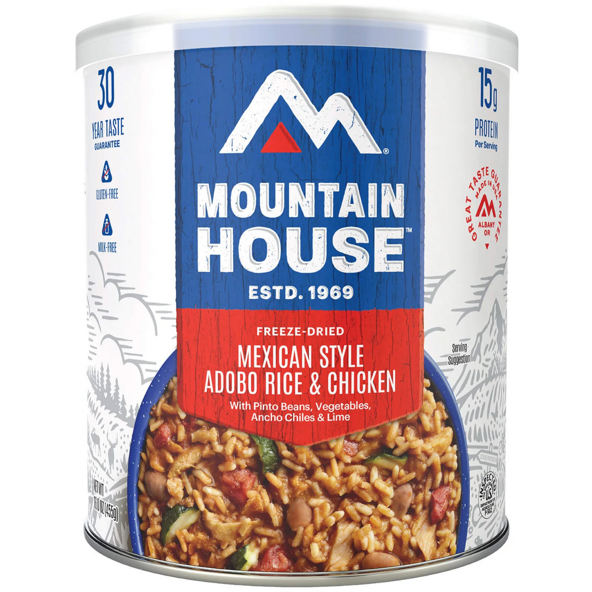 Freeze-Dried Mexican Style Adobo Rice with Chicken Can - Mountain House (GF) Gluten Free