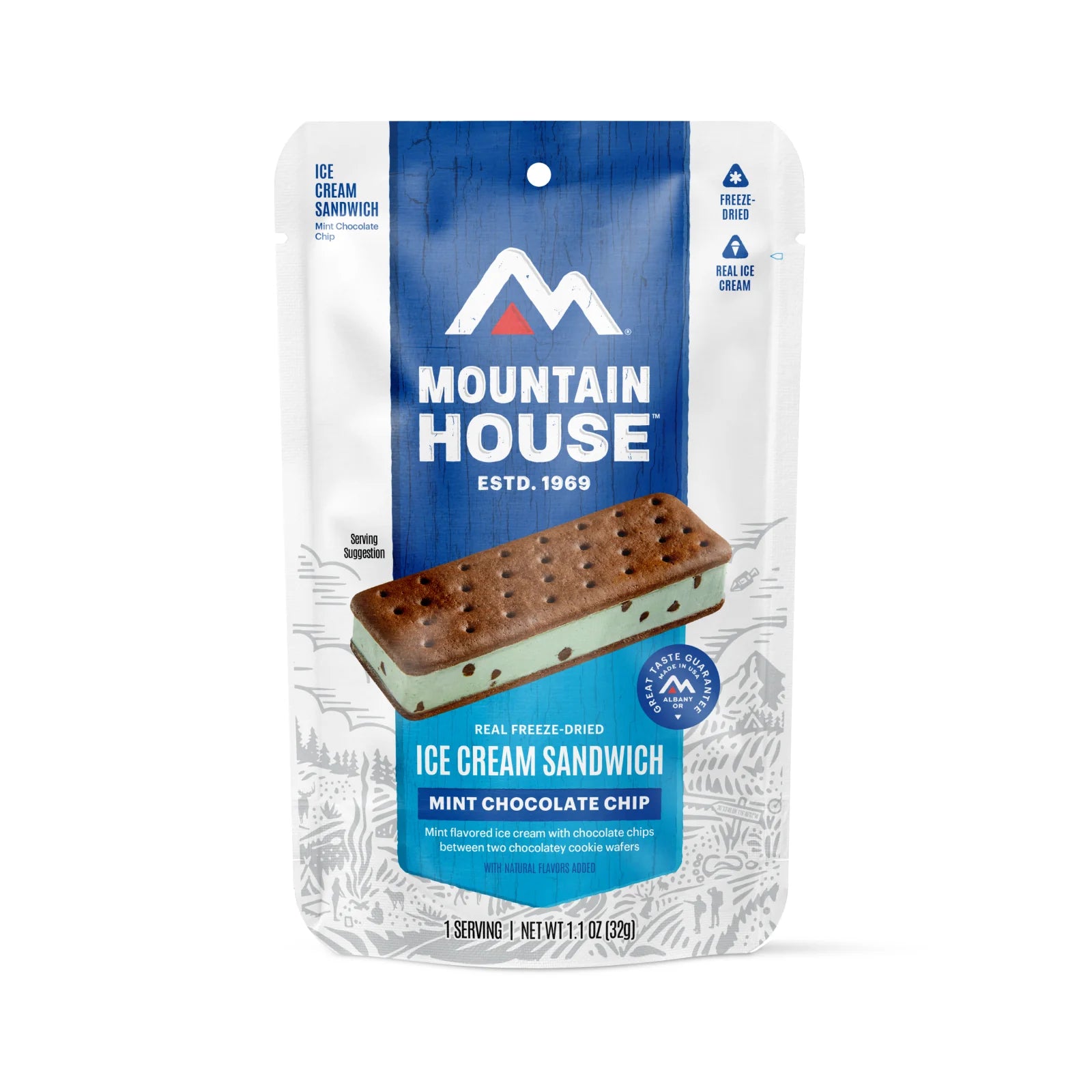 Freeze-Dried Mint Chocolate Chip Ice Cream Sandwich Pouch - Mountain House
