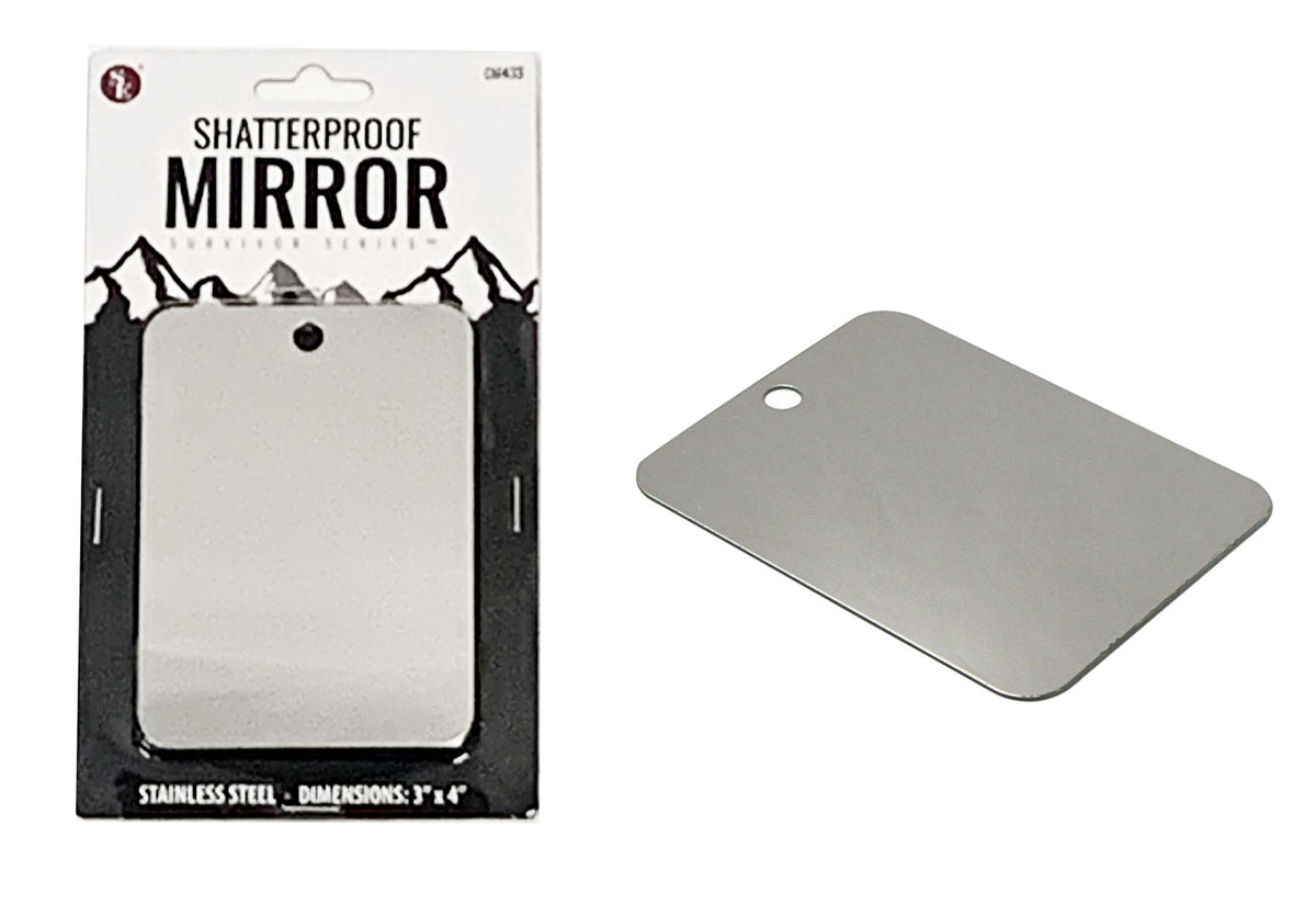 Two-Sided Stainless Steel Shatterproof Signaling Mirror
