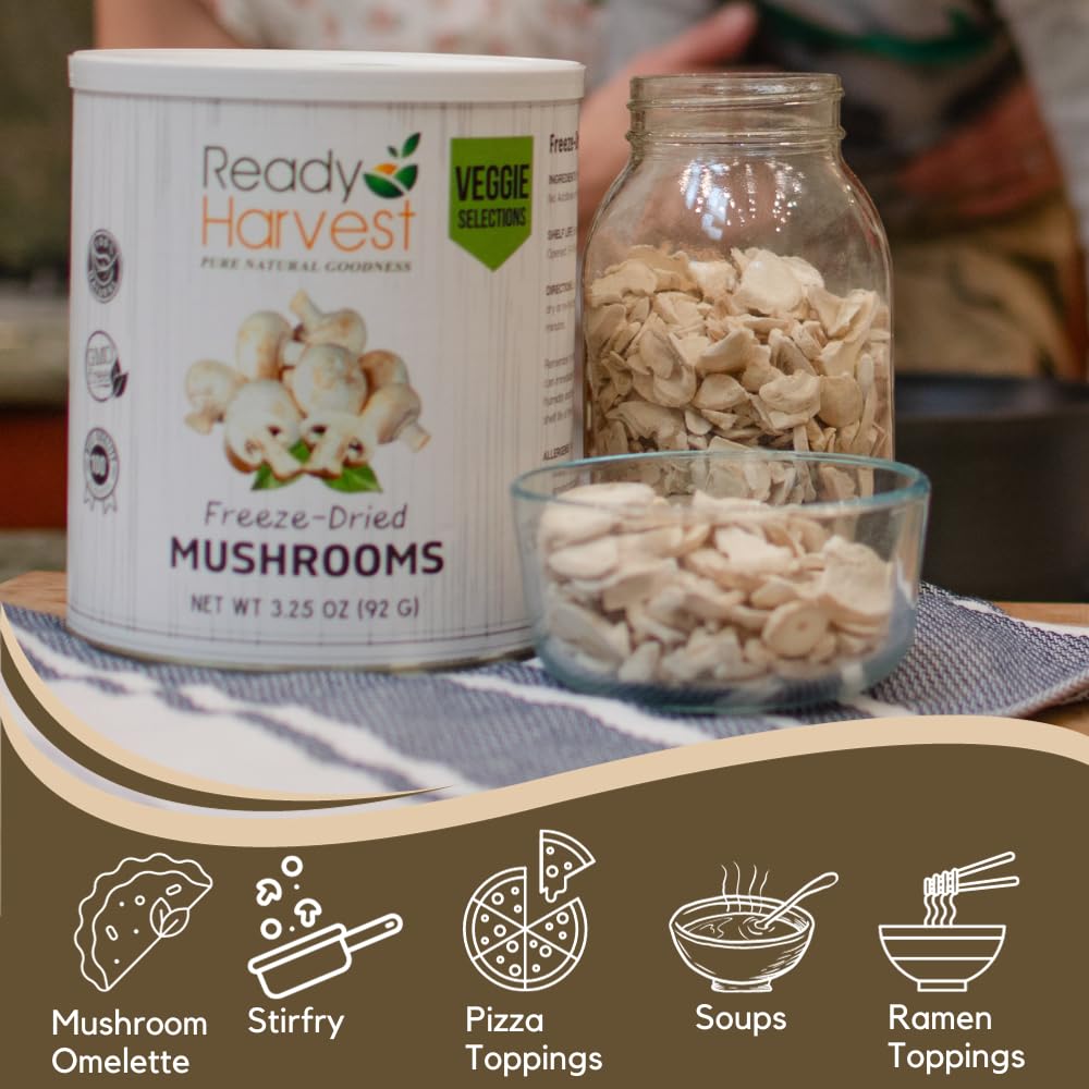 Ready Harvest Freeze-Dried Mushroom Slices (30-Year Shelf Life)