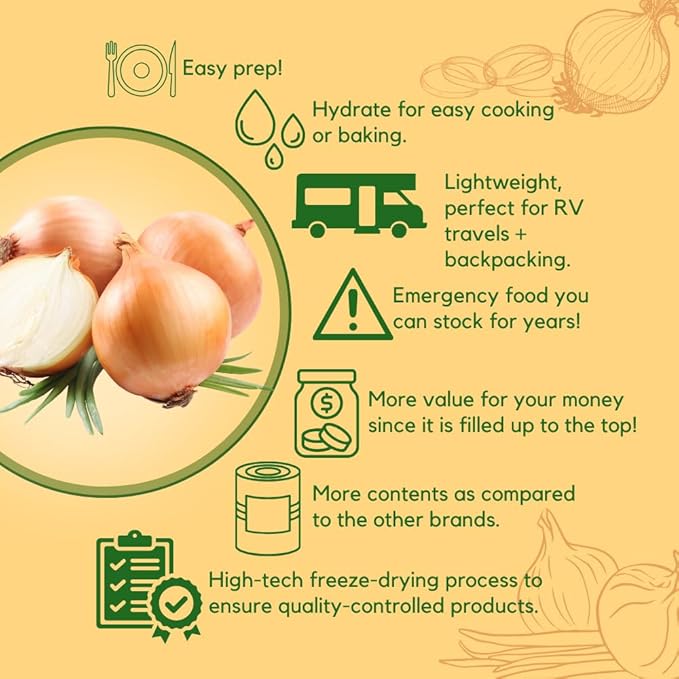 Ready Harvest Freeze-Dried Onions (30-Year Shelf Life)
