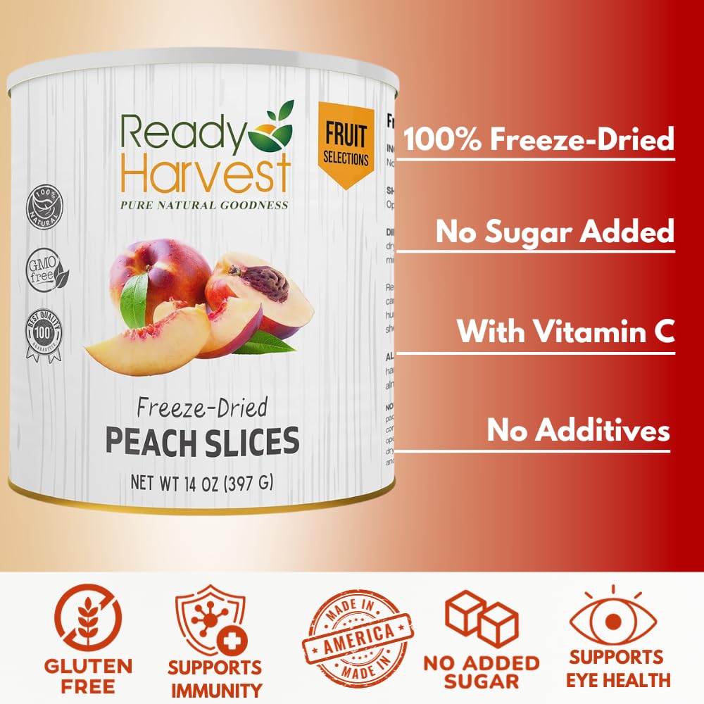 Ready Harvest Freeze-Dried Peach Slices (30-Year Shelf Life)