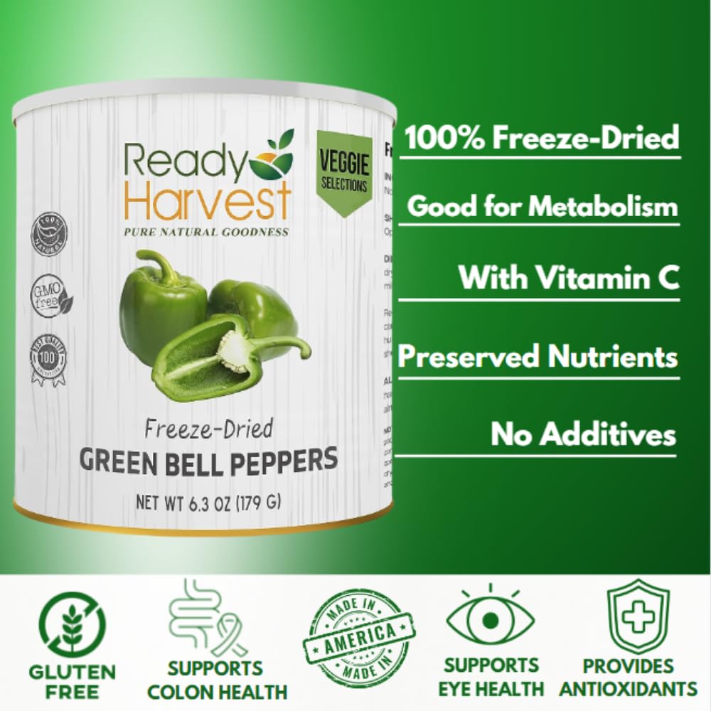 Ready Harvest Freeze-Dried Green Peppers (30-Year Shelf Life)