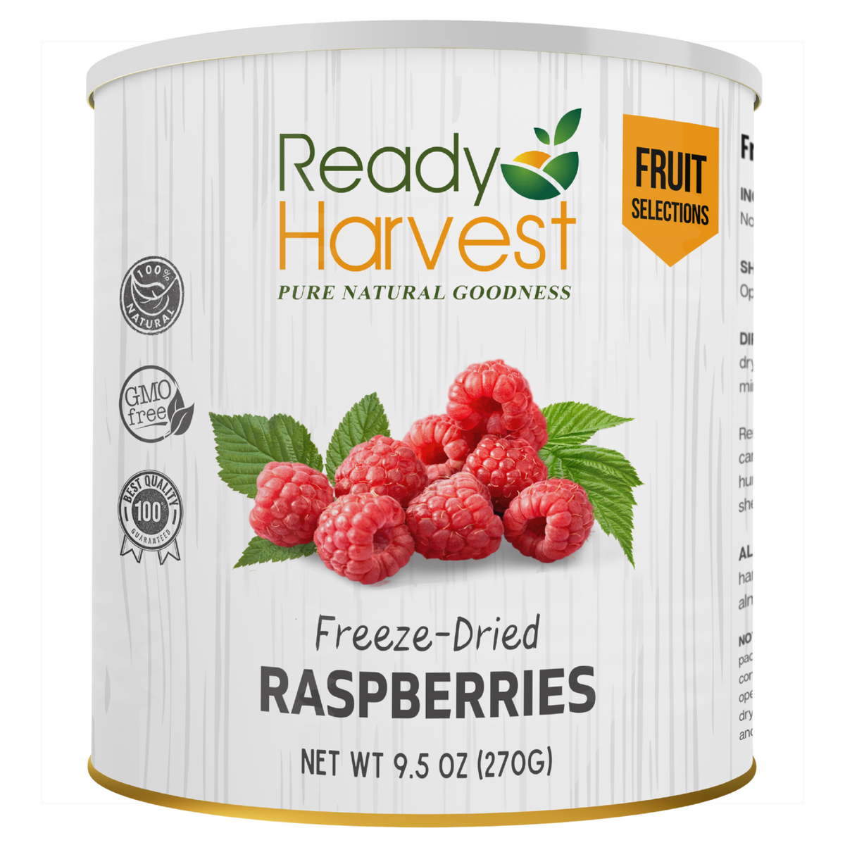 Ready Harvest Freeze-Dried Whole Raspberries (30-Year Shelf Life)