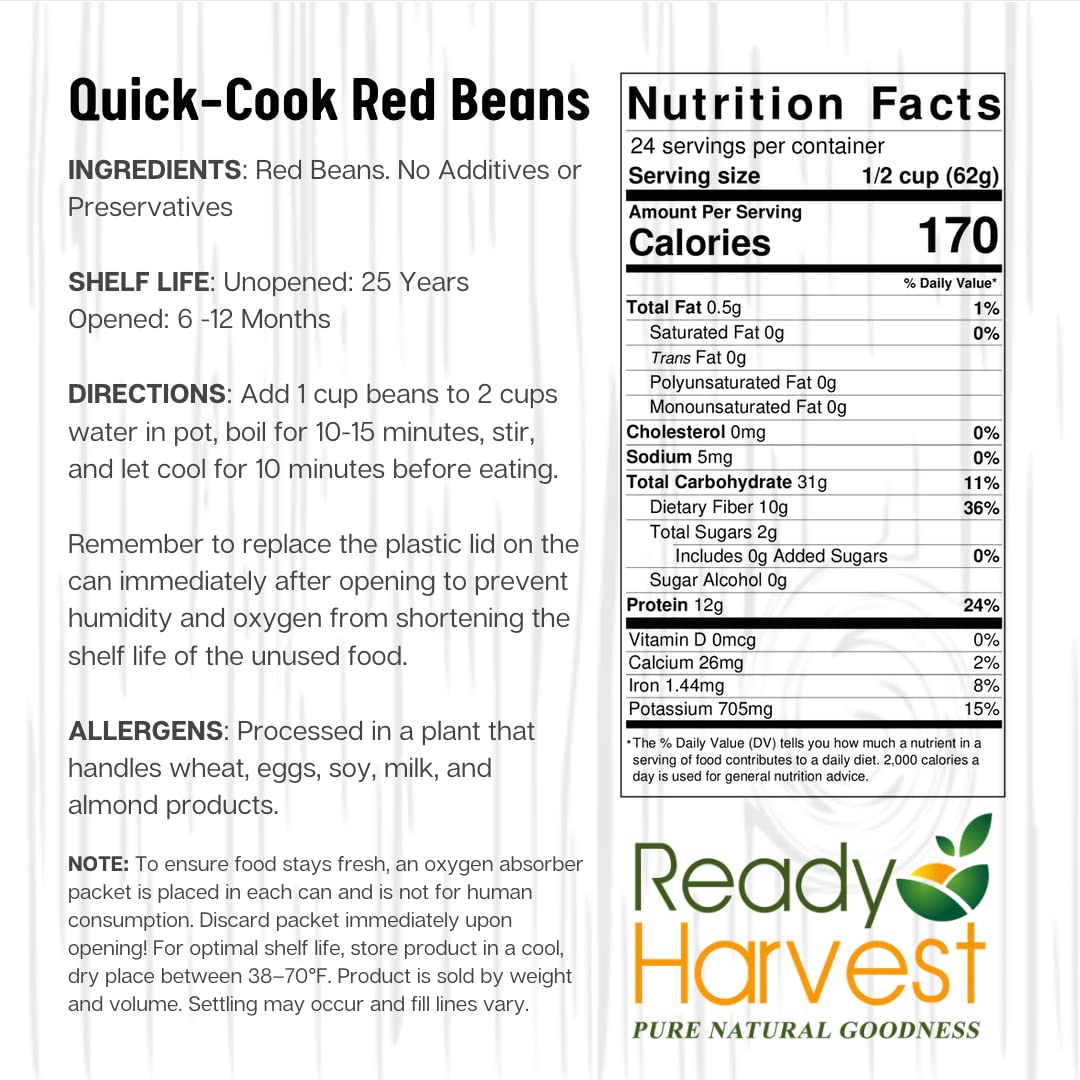 Ready Harvest Premium Quick-Cook Red Beans (25-Year Shelf Life)