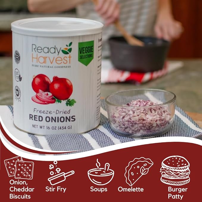Ready Harvest Freeze-Dried Red Onions (30-Year Shelf Life)