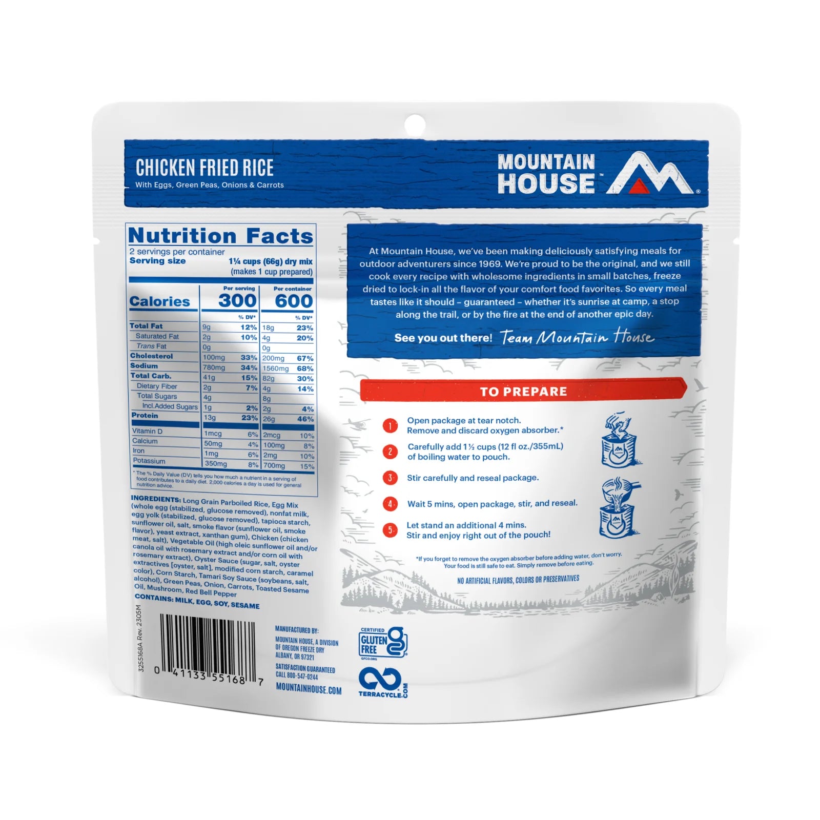 Freeze-Dried Chicken Fried Rice Pouch - Mountain House (GF) Gluten Free