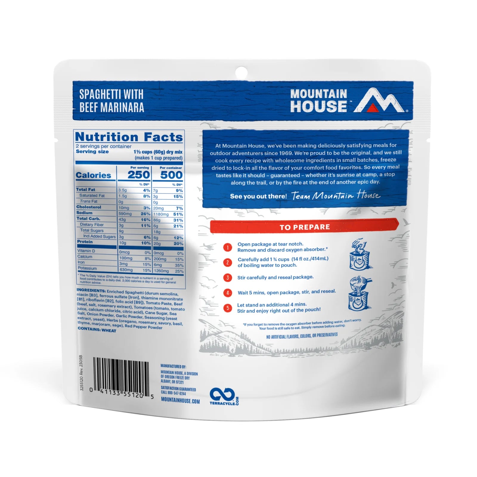 Freeze-Dried Spaghetti with Beef Marinara Pouch - Mountain House