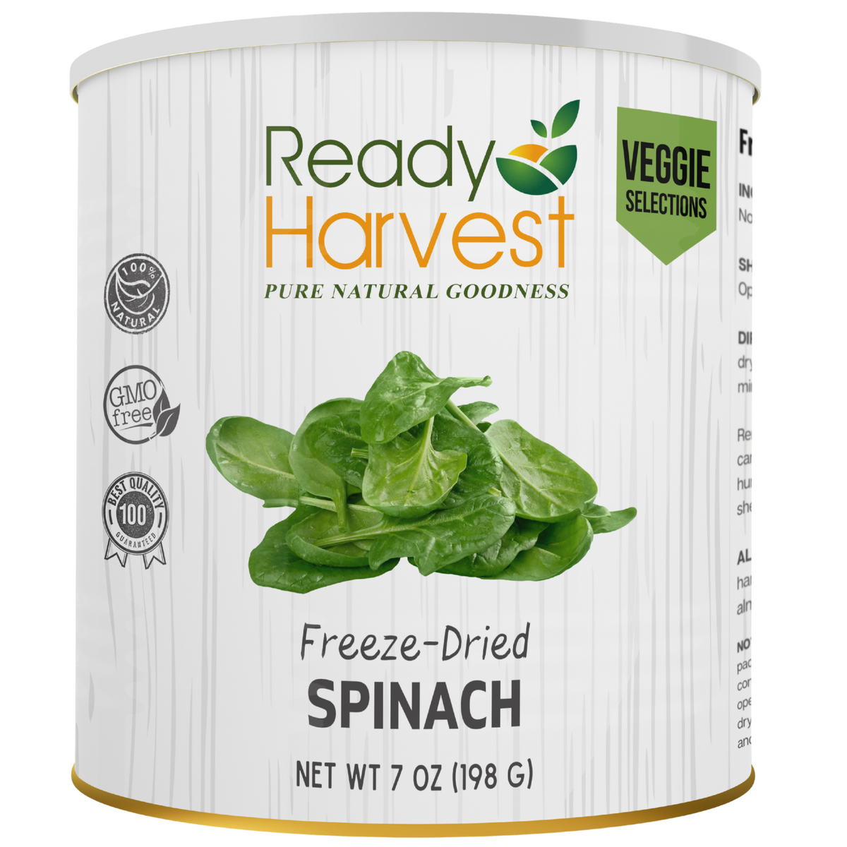 Ready Harvest Freeze-Dried Spinach (30-Year Shelf Life)