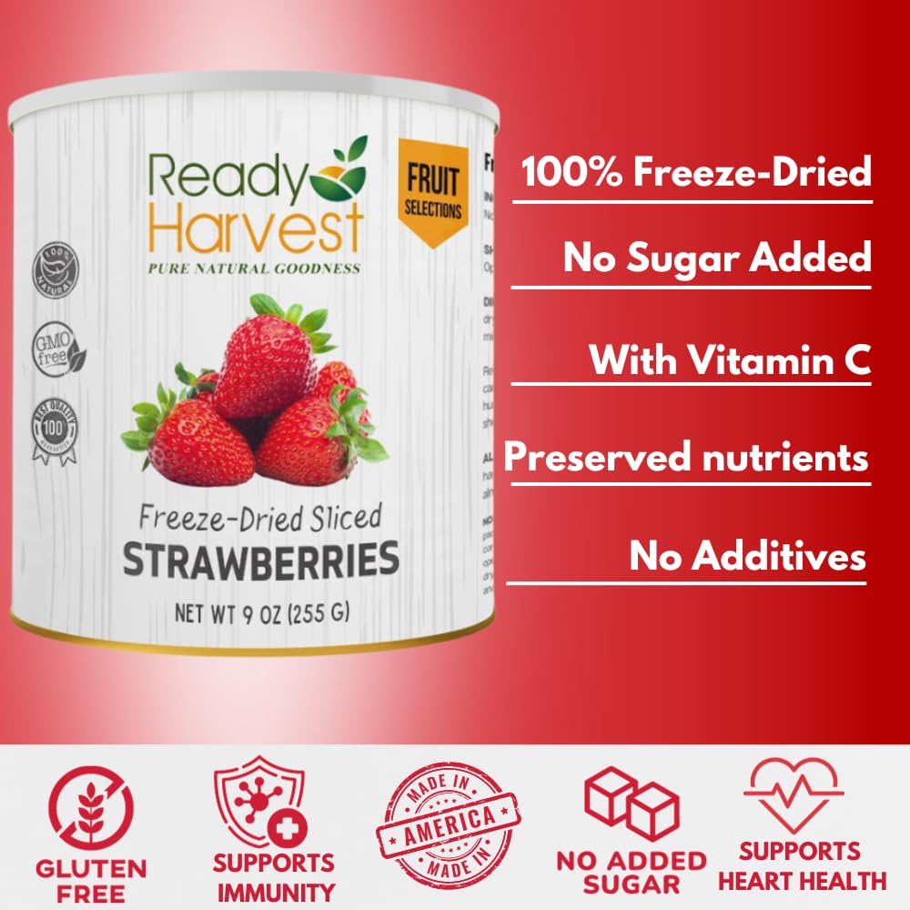 Ready Harvest Freeze-Dried Strawberry Slices (30-Year Shelf Life)