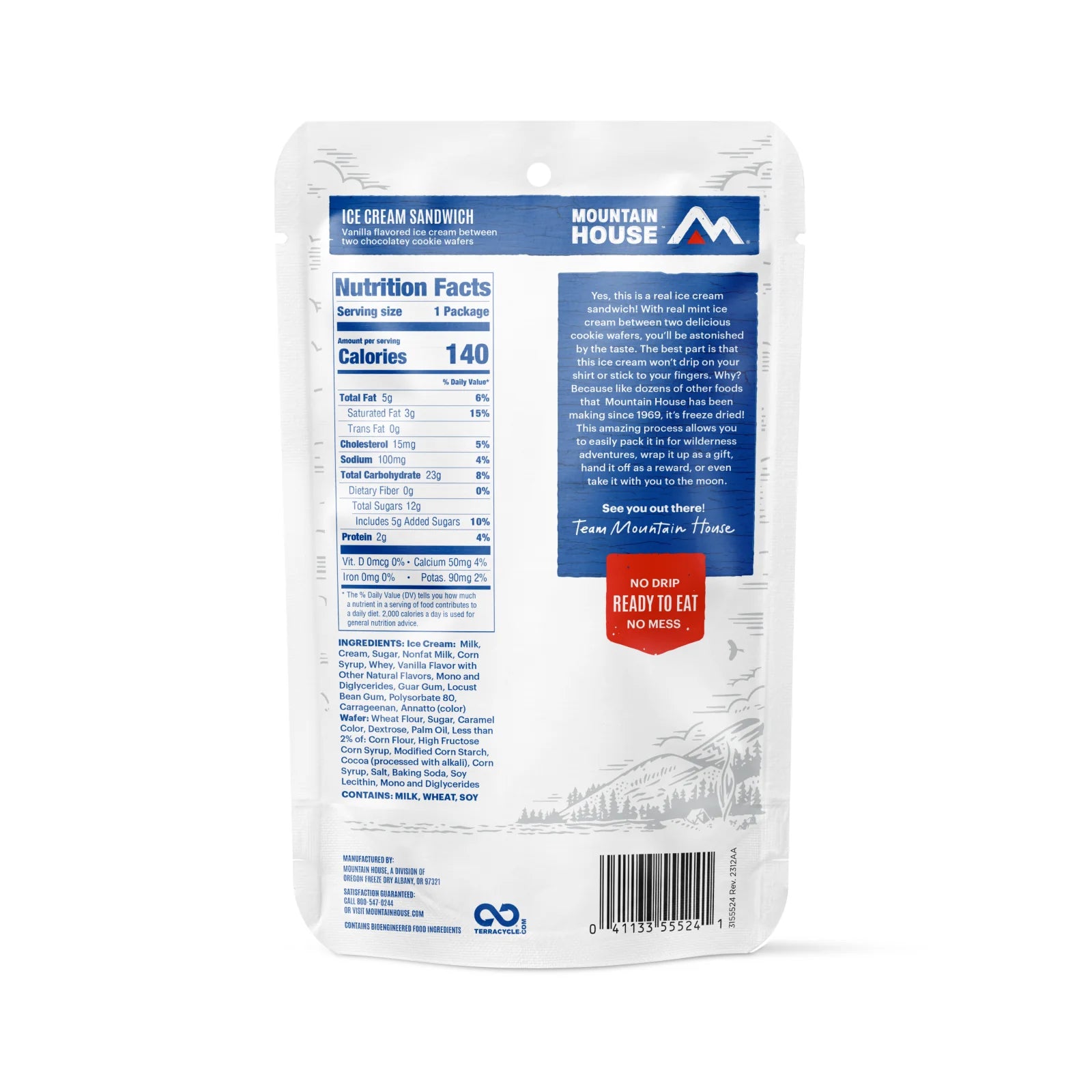 Freeze-Dried Vanilla Ice Cream Sandwich Pouch - Mountain House
