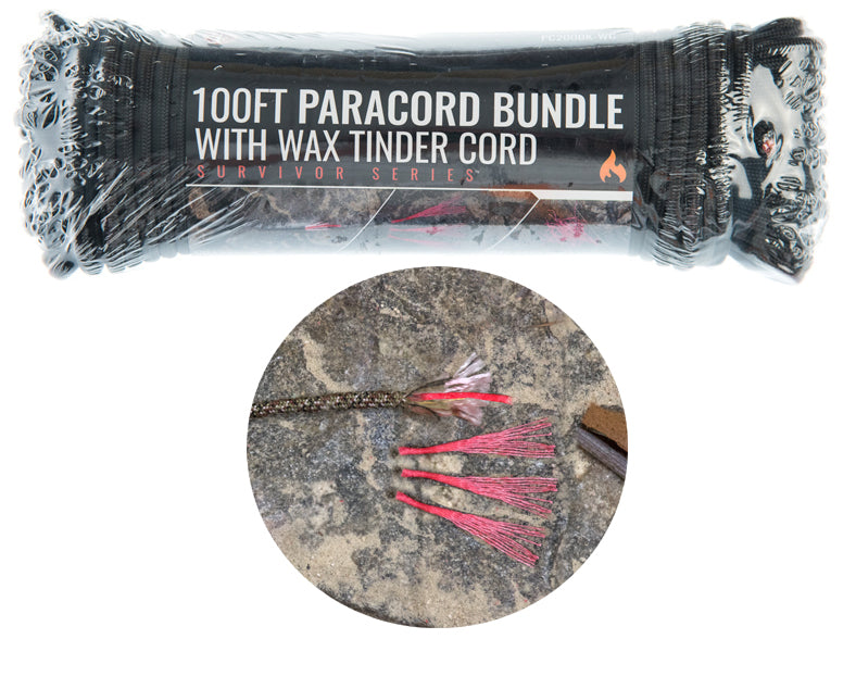 Durable Survival Wax Tinder 550 Pound Pull Strength 7 Strand Paracord (100-Feet)