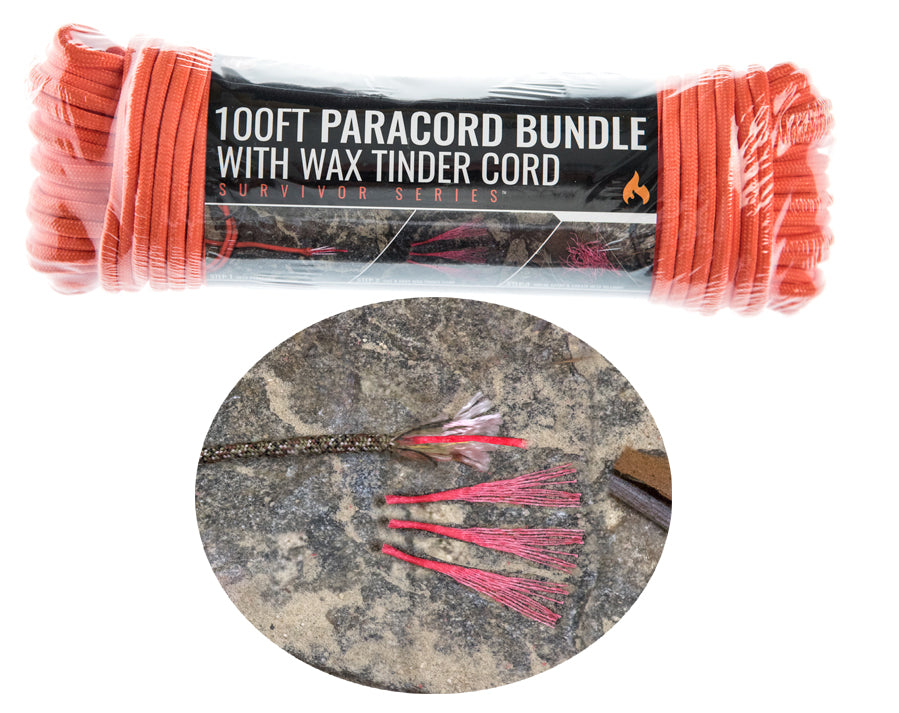 Durable Survival Wax Tinder 550 Pound Pull Strength 7 Strand Paracord (100-Feet)