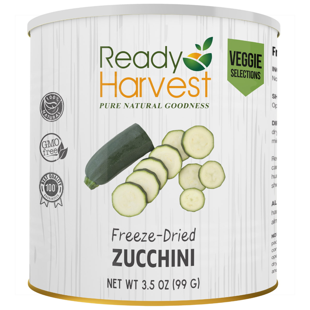 Ready Harvest Freeze-Dried Zucchini (30-Year Shelf Life)